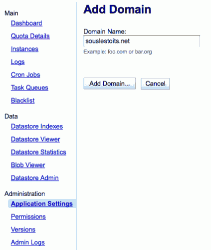 add-domain Ajouter un domaine à une Google App